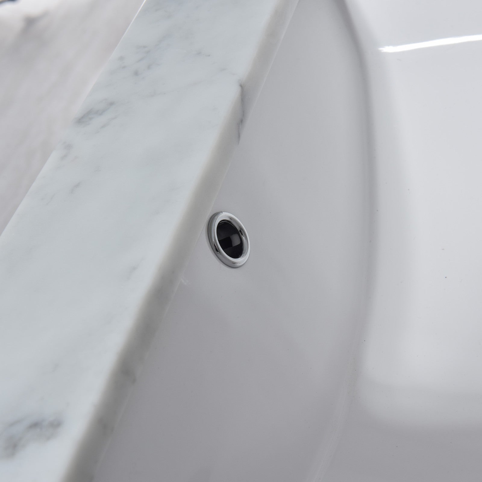 WOODBRIDGE 61" x 22" Vanity Top with Double Under Mount Rectangle Bowls, Carrara White Marble, Pre-drilled with Single hole Faucet set up Option