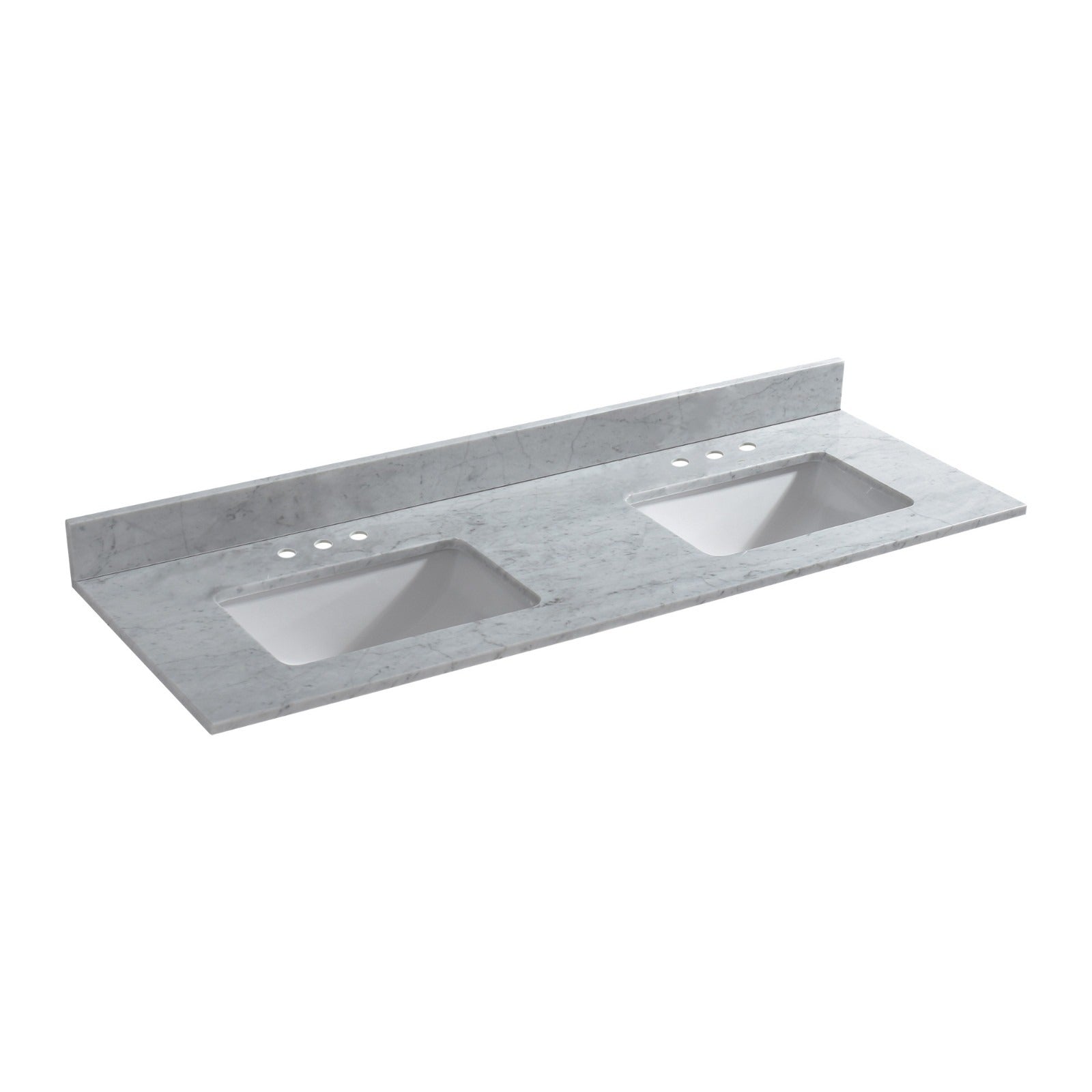 WOODBRIDGE 61" x 22" Vanity Top with Double Under Mount Rectangle Bowls, CAVT6122D-4