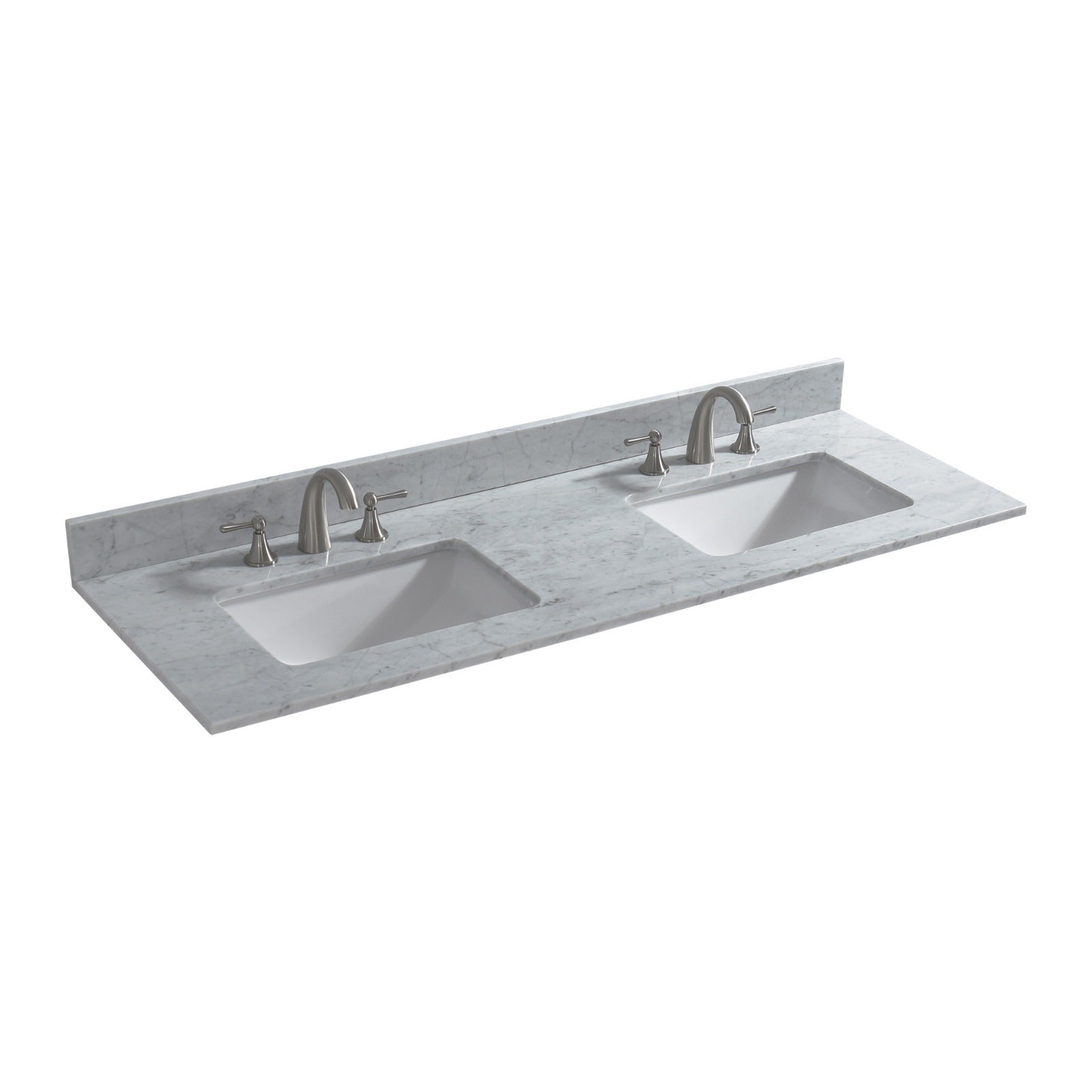 WOODBRIDGE 61" x 22" Vanity Top with Double Under Mount Rectangle Bowls, CAVT6122D-8