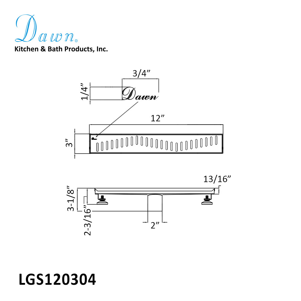 Dawn Shower Drain Ganges River Series 12" LGS120304