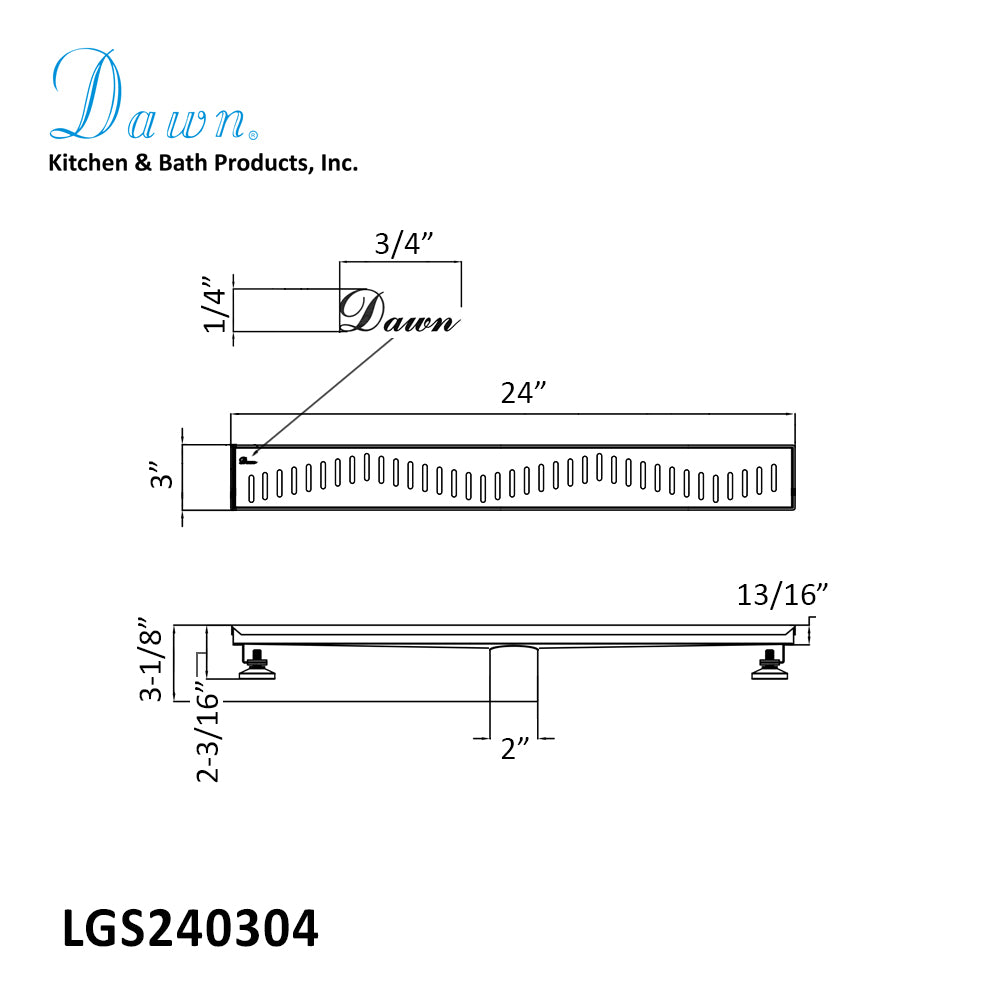 Dawn Shower Drain Ganges River Series 24" LGS240304