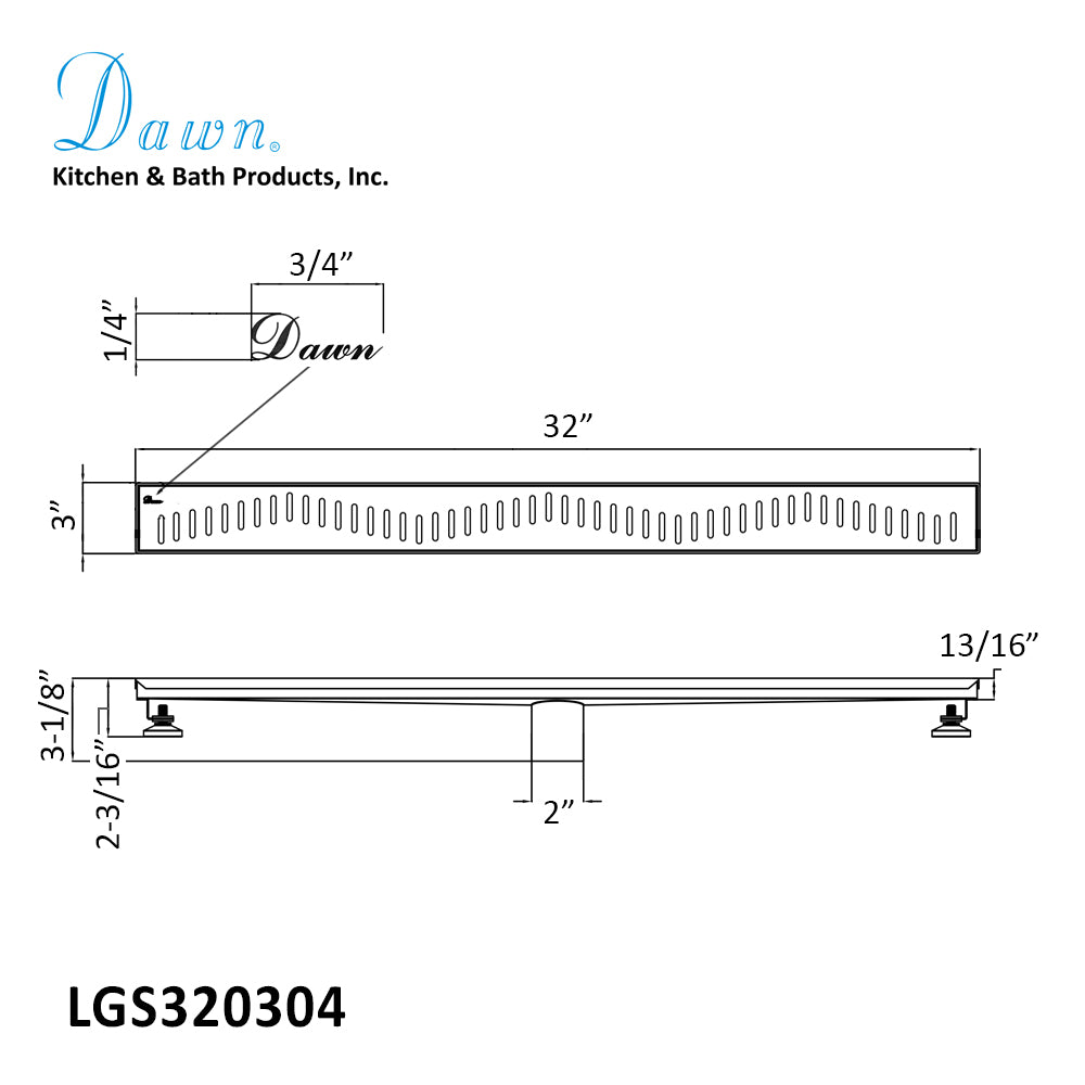 Dawn Shower Drain Ganges River Series 32" LGS320304