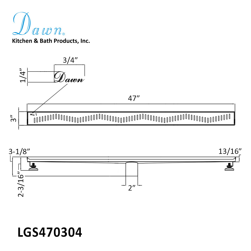 Dawn Shower Drain Ganges River Series 47" LGS470304
