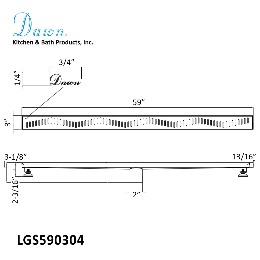 Dawn Shower Drain Ganges River Series 59" LGS590304