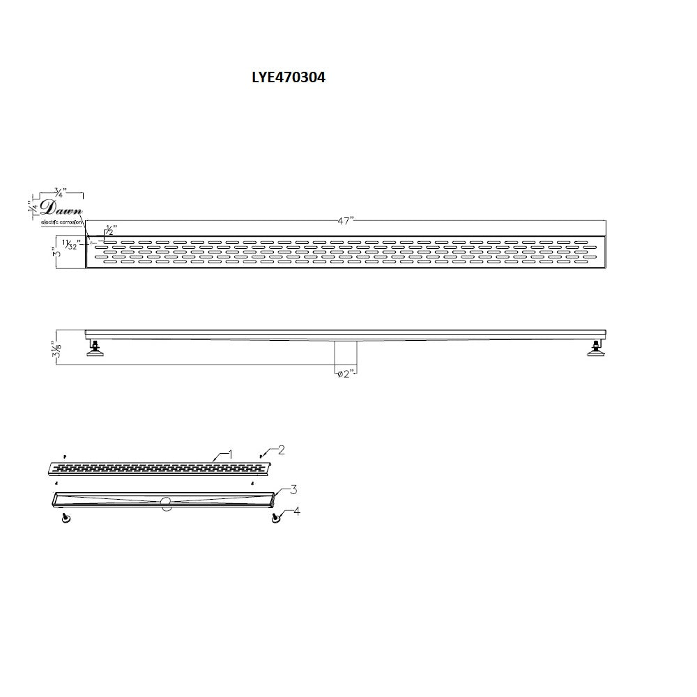 Dawn Yangtze River 47" Shower Drain LYE470304