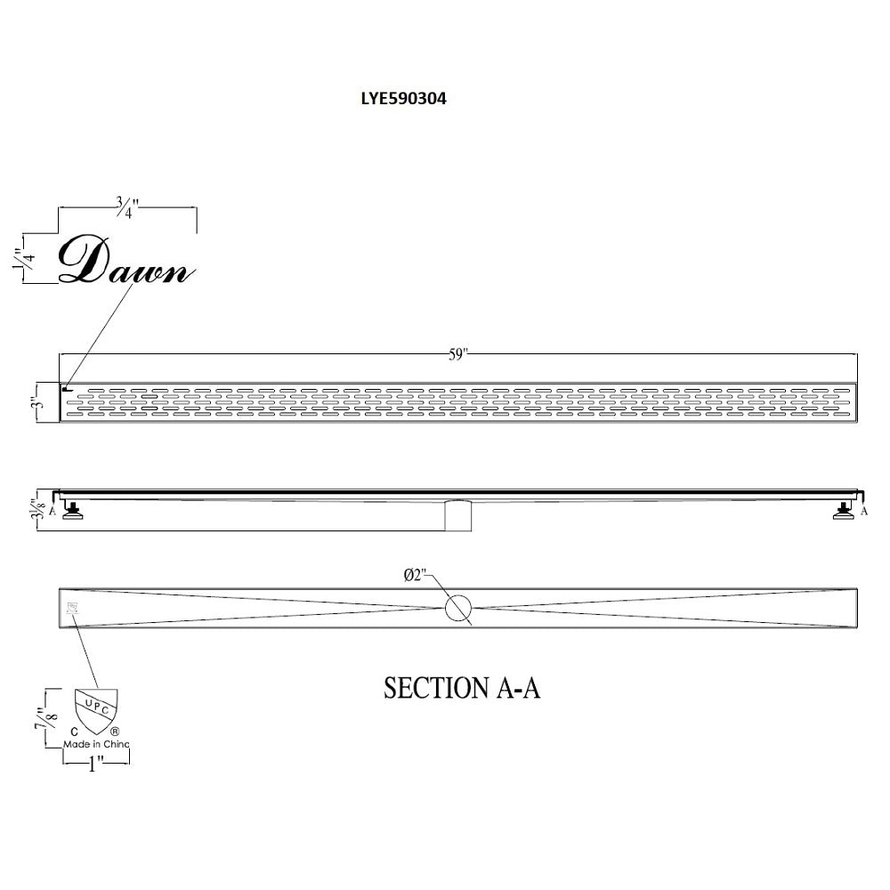 Dawn Yangtze River 59" Shower Drain LYE590304