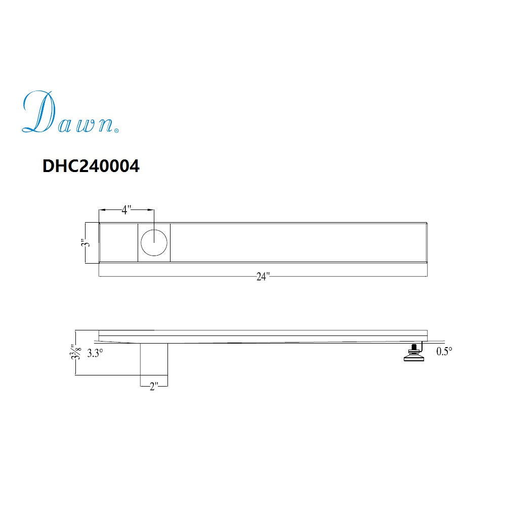 Dawn Side Outlet Drain Channel 24" Shower Drain DHC240004