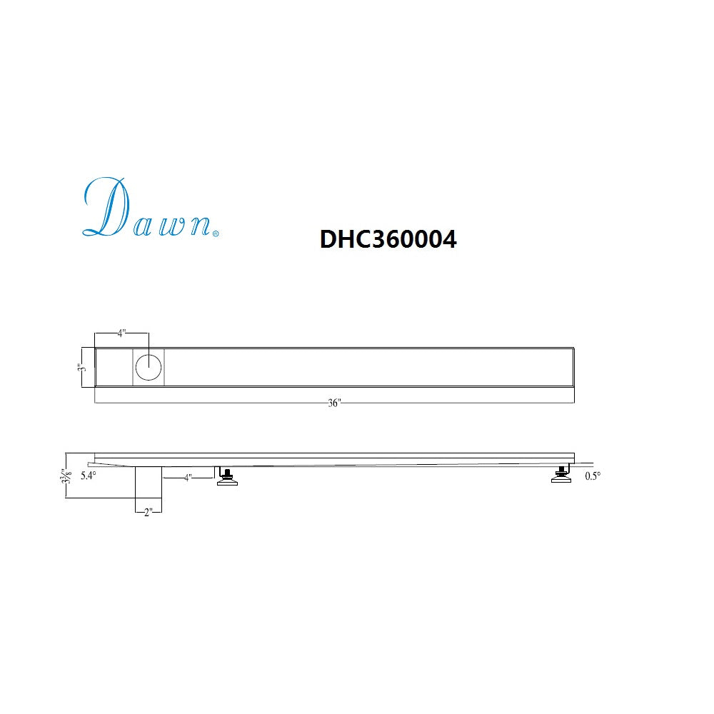 Dawn Side Outlet Drain Channel 36" Shower Drain DHC360004