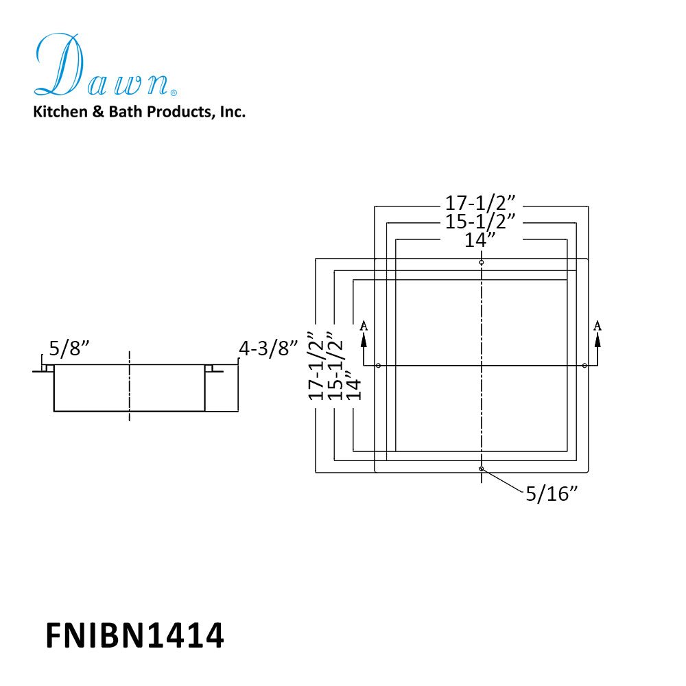 Dawn Stainless Steel Framed Shower Niche FNIBN1414