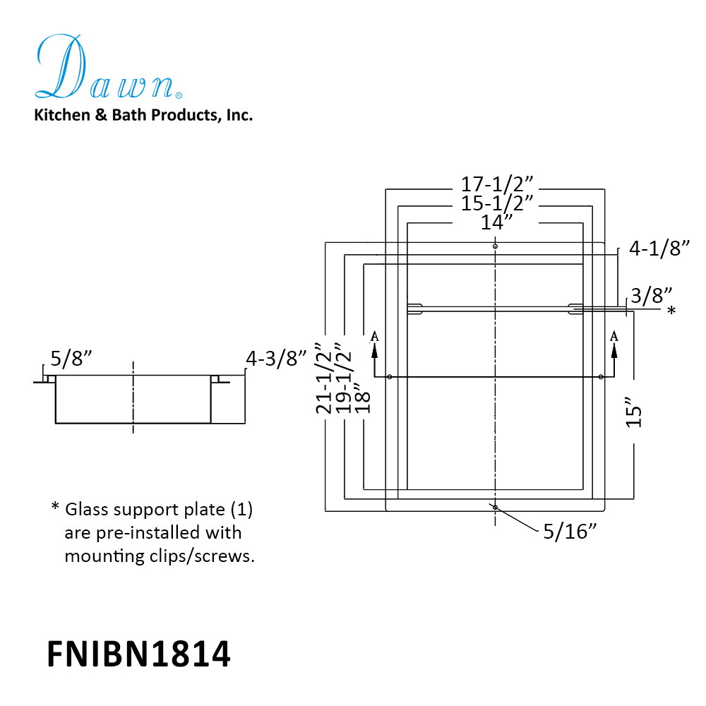 Dawn Stainless Steel Framed Shower Niche FNIBN1814