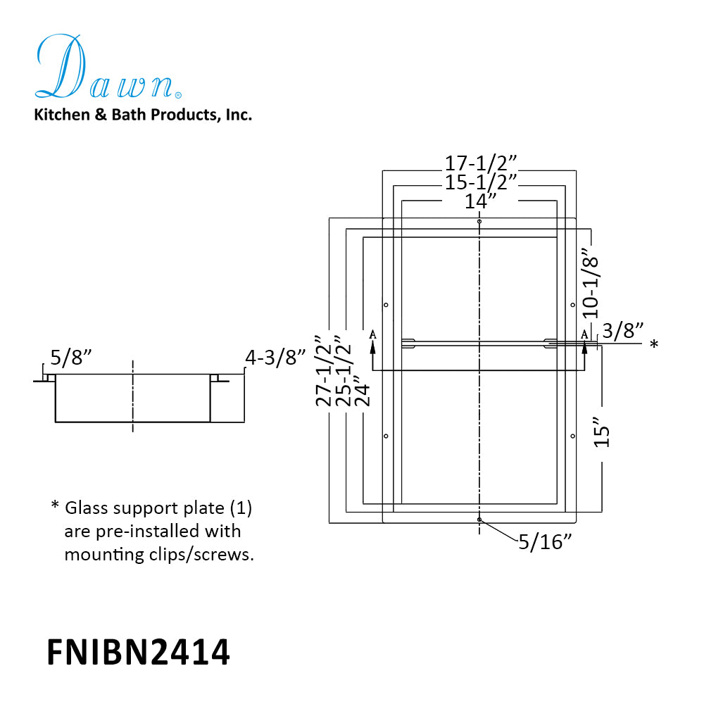 Dawn Stainless Steel Framed Shower Nichel FNIBN2414