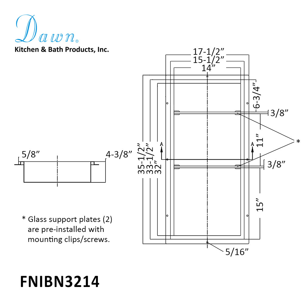 Dawn Stainless Steel Framed Shower Niche FNIBN3214