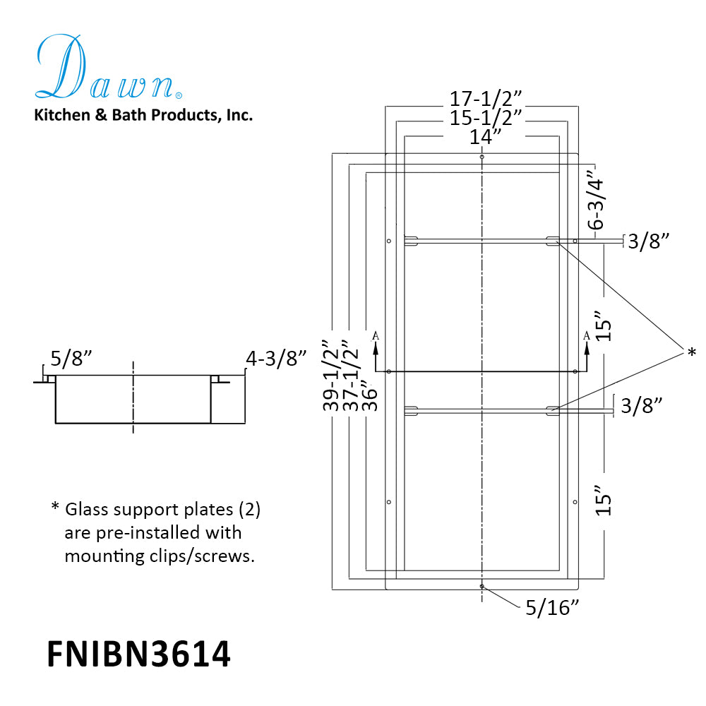 Dawn Stainless Steel Framed Shower Niche FNIBN3614