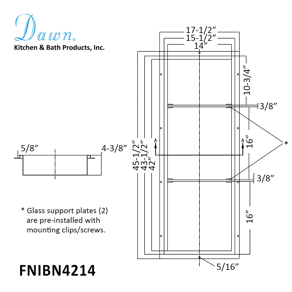 Dawn Stainless Steel Framed Shower Niche FNIBN4214