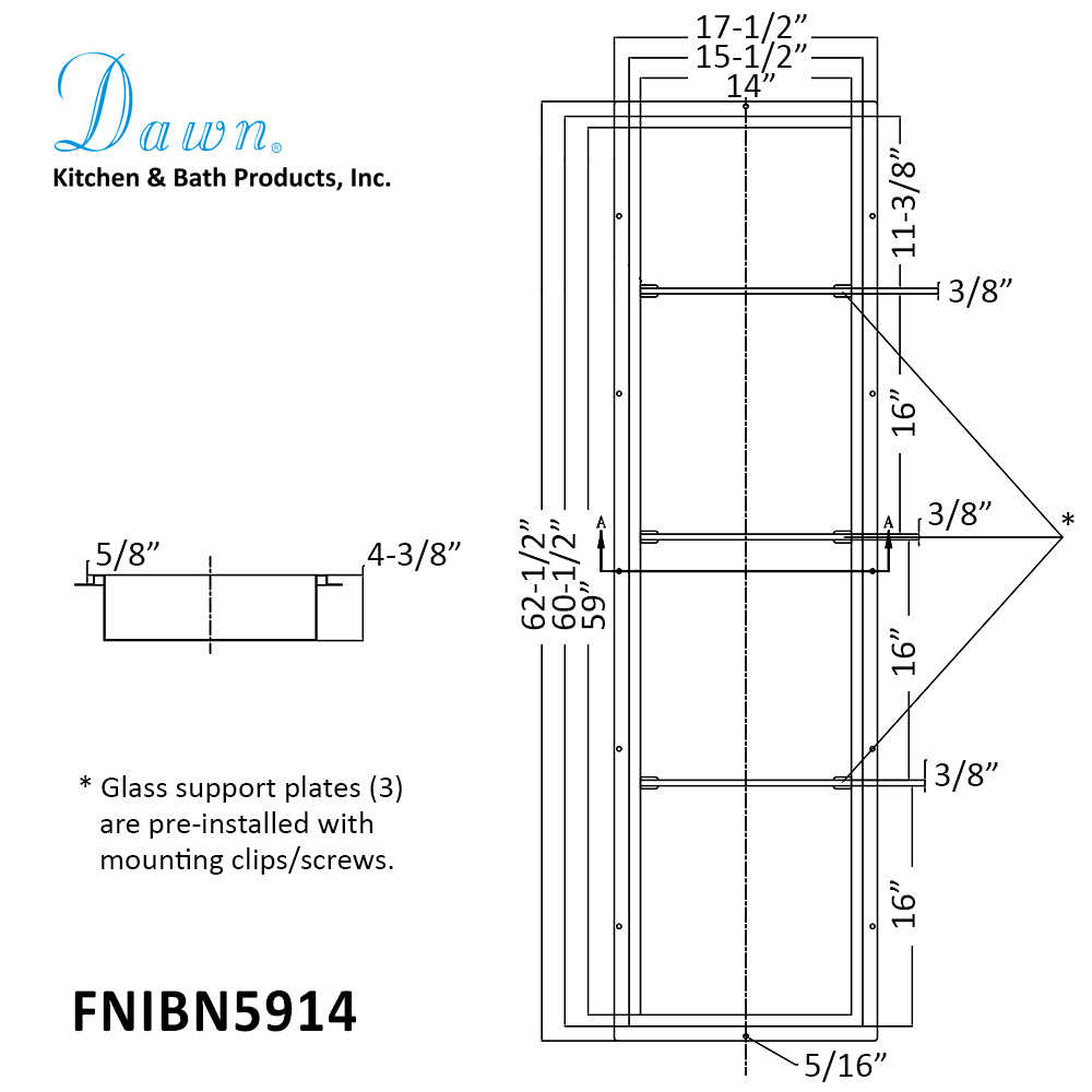 Dawn Stainless Steel Framed Shower Niche FNIBN5914