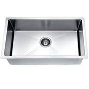 Dawn Handmade stainless steel undermount single bowl sink with straight sink edges and near zero radius corners; 18G; Overall Size: 30"L x 18"W x 6-7/8"D