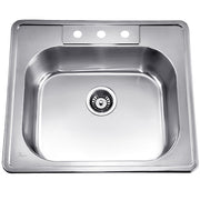 Dawn ADA compliant-stainless steel topmount single bowl sink; 20G; Overall Size: 25"L x 22"W x 7"
