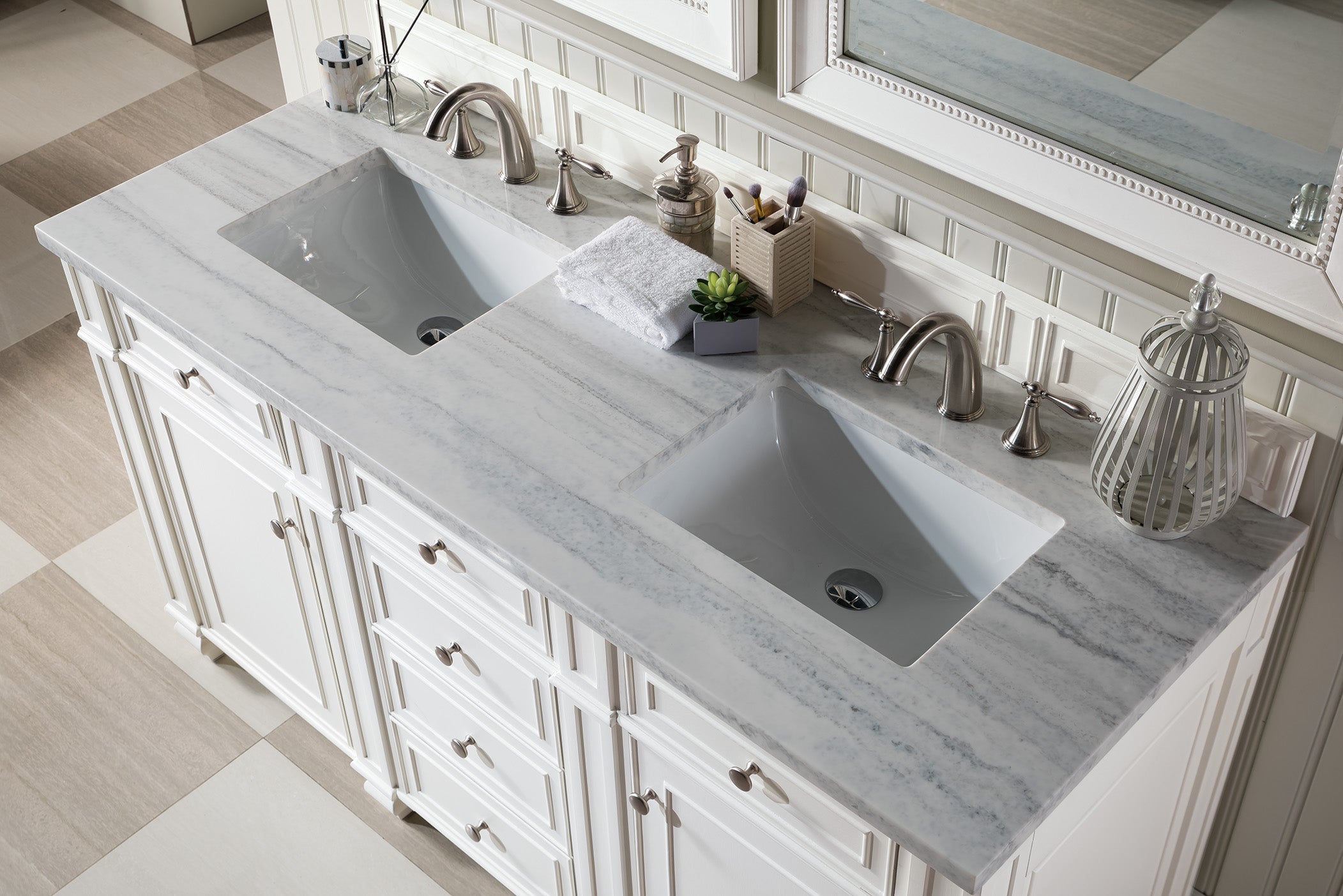 James Martin Bristol 60" Double Vanity in Bright White with 3cm Countertop