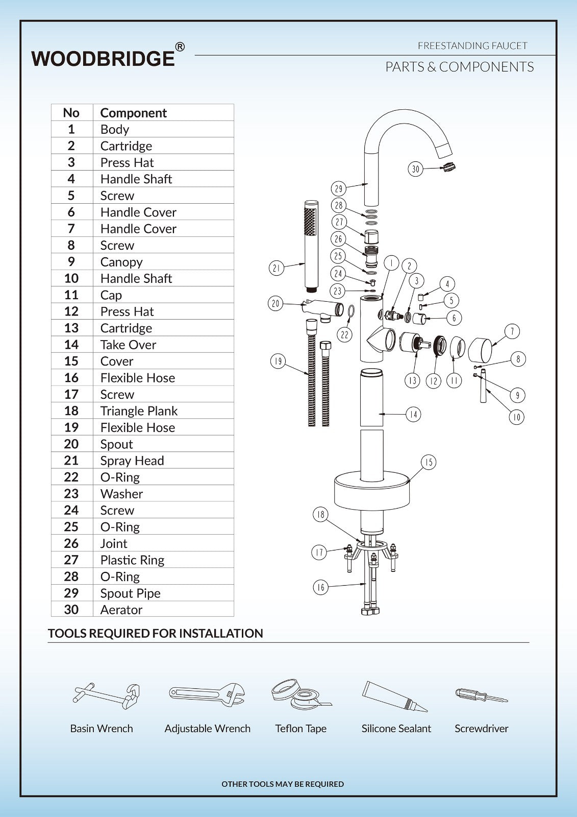 WOODBRIDGE F0001BNRD Contemporary Single Handle Floor Mount Freestanding Tub Filler Faucet with Hand shower
