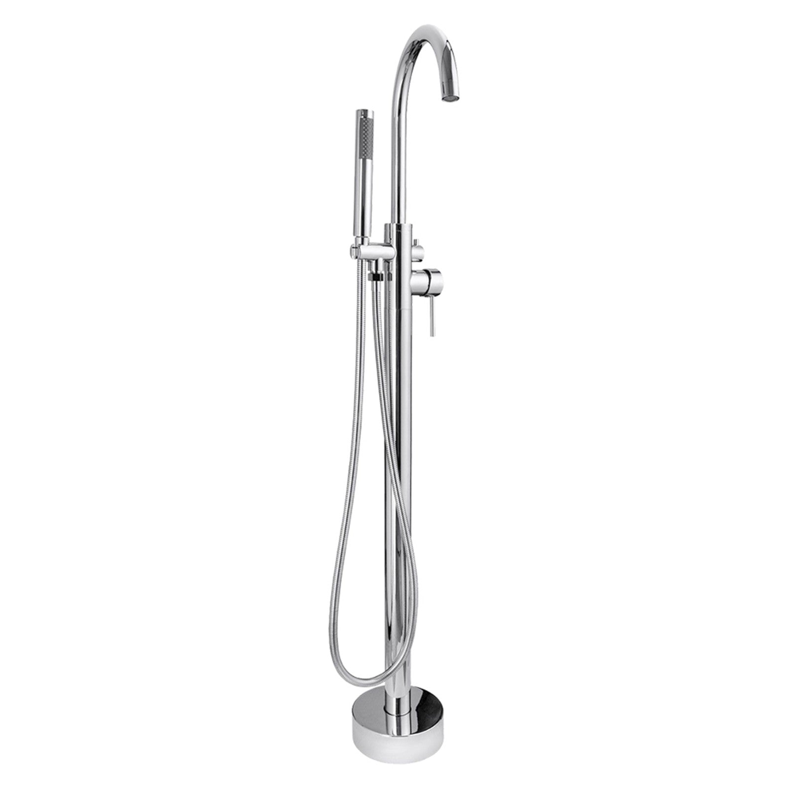 WOODBRIDGE F0001BNRD Contemporary Single Handle Floor Mount Freestanding Tub Filler Faucet with Hand shower