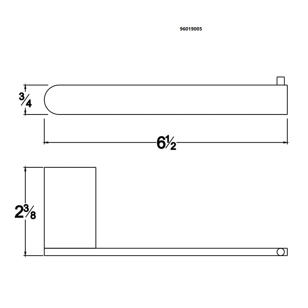 Dawn Solid brass toilet roll holder, 6-1/2"Lx2-3/8"Dx3/4"H 96019005