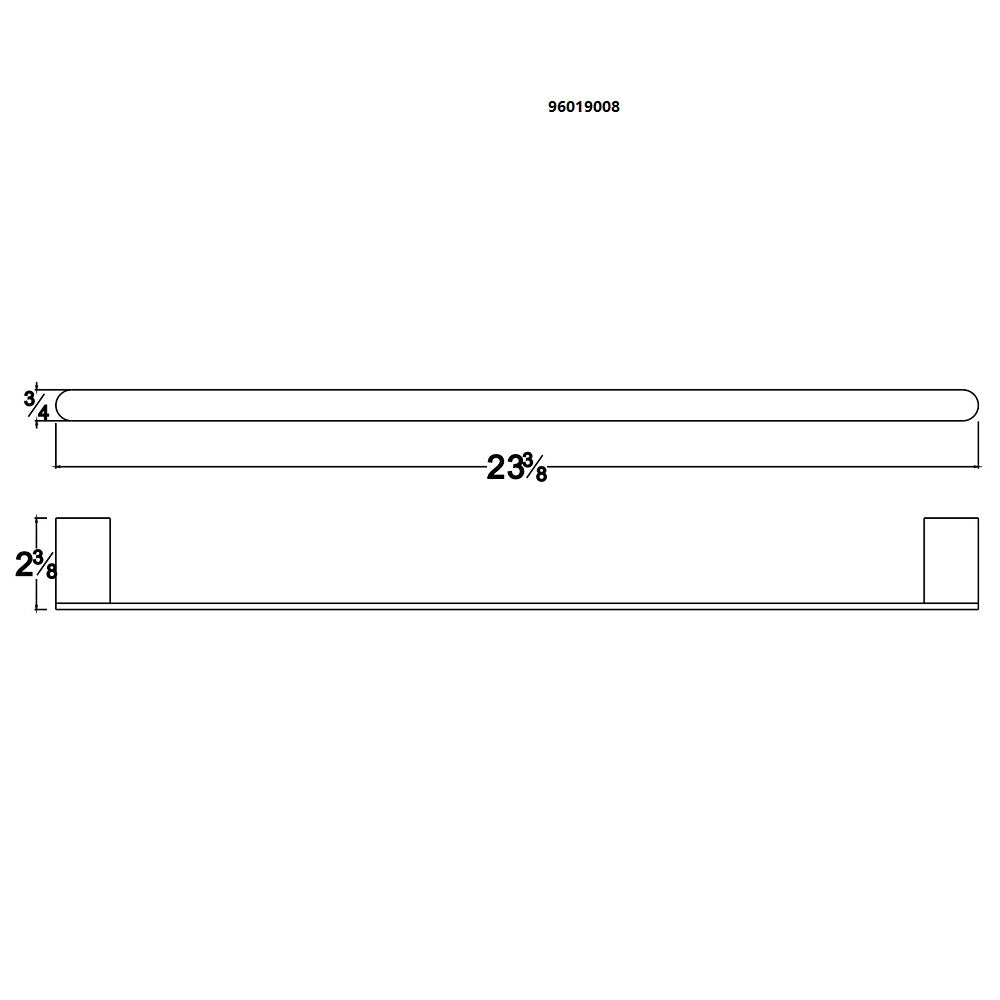 Dawn Solid brass towel rail, chrome: 23-3/8"Lx2-3/8"Dx3/4"H 96019008