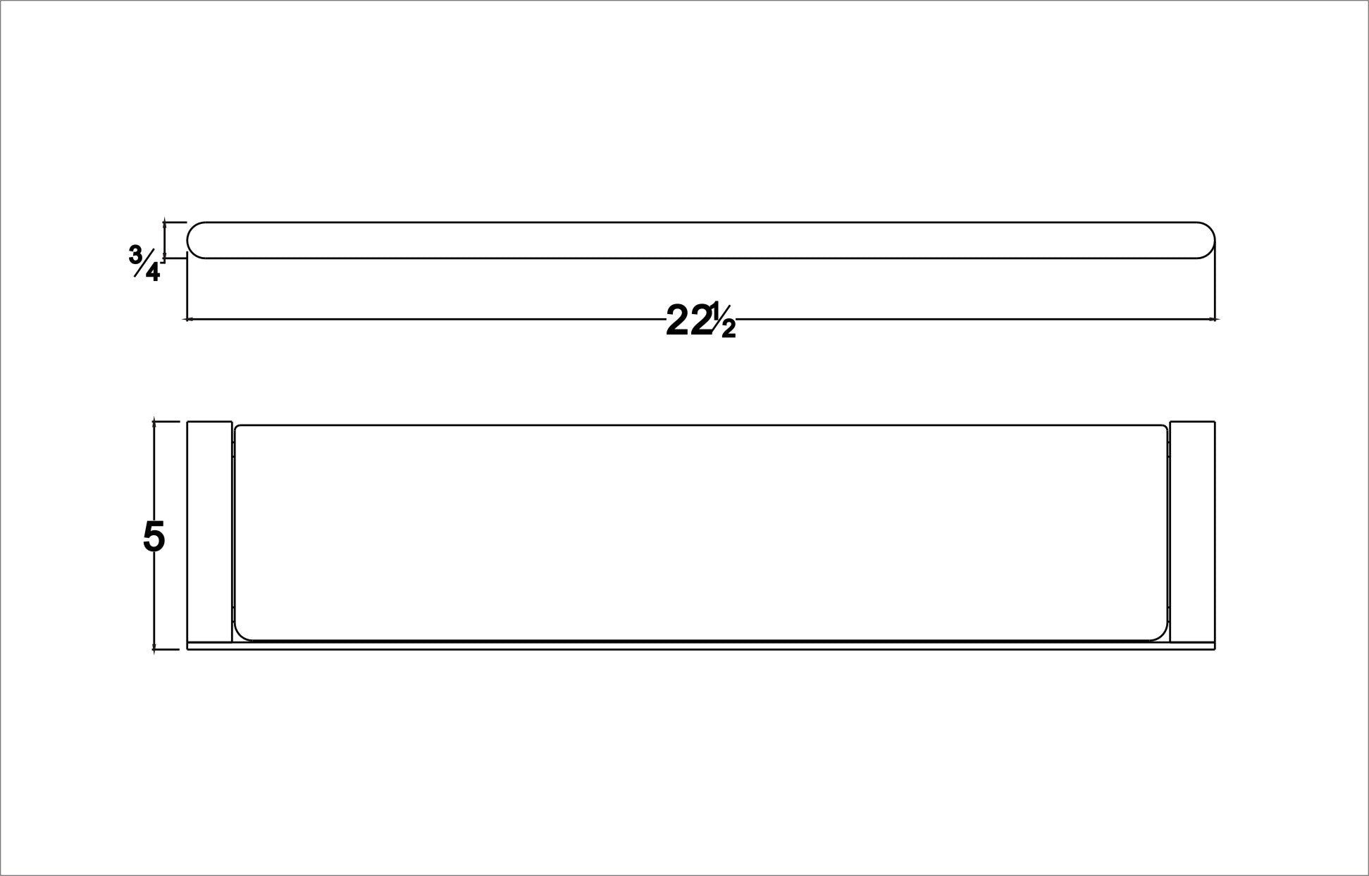 Dawn Solid brass bathroom shelf, chrome: 22-1/2"Lx5"Dx3/4"H 96019011