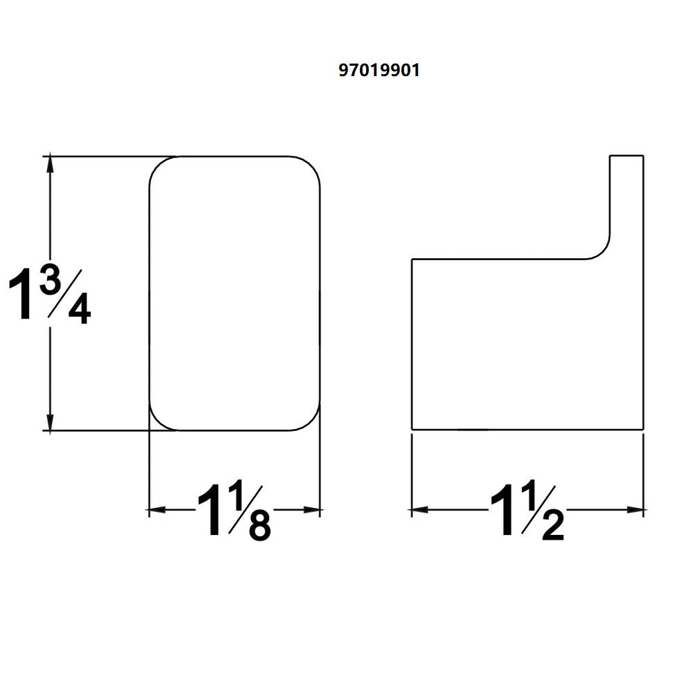 Dawn Solid brass robe hook, chrome: 1-1/8"Lx1-1/2"Dx1-3/4"H 97019901