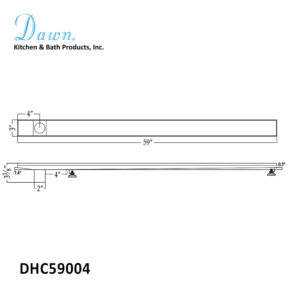 Dawn Side Outlet Drain Channel 59" Shower Drain DHC590004