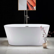 WOODBRIDGE 59" Acrylic Freestanding Bathtub Contemporary Soaking Tub with Drain & Overflow, B0014
