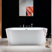 WOODBRIDGE 66" Acrylic Freestanding Bathtub Contemporary Soaking Tub with with Drain & Overflow, B0002