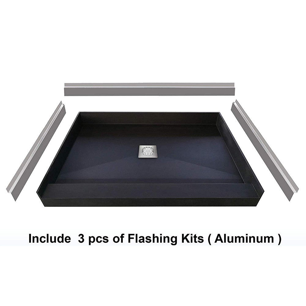 WOODBRIDGE Tileable Shower Base 60"x36" with Integrated Center PVC Drain, 36-Inch Depth by 60-Inch Width , Ready for Tile , inlcude Tile adhesive & Flushing kit , SBR6036 Tileable