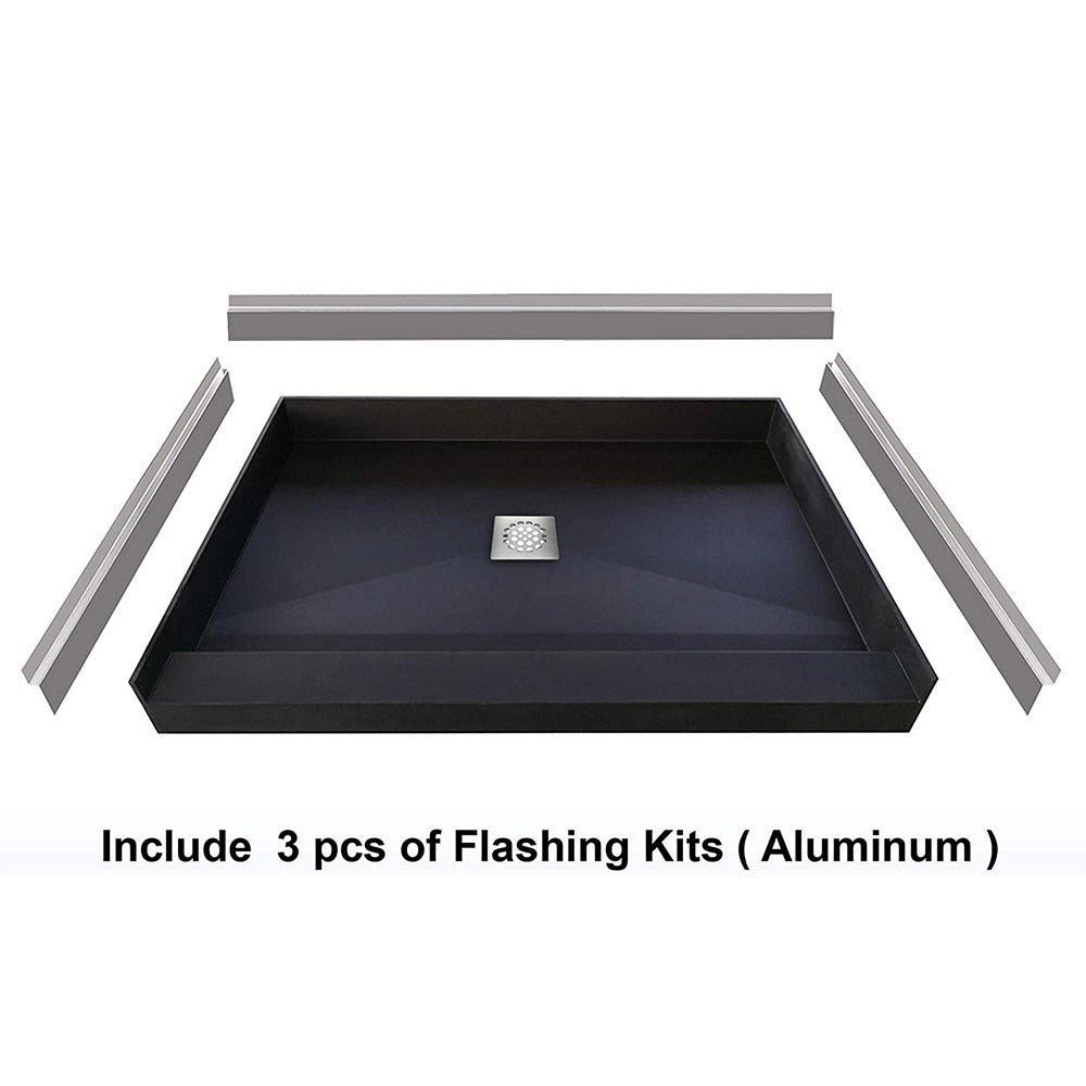Woodbridge Tileable Shower Base 48"x36" with Integrated Center PVC Drain, 36-Inch Depth by 48-Inch Width , Ready for Tile , inlcude Tile adhesive & Flushing kit , SBR4836 Tileable