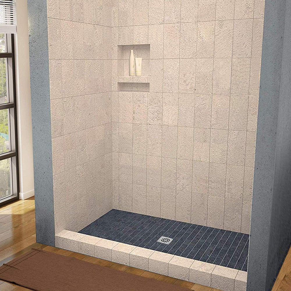 WOODBRIDGE Tileable Shower Base 48"x32" with Integrated Center PVC Drain, 32-Inch Depth by 48-Inch Width , Ready for Tile , inlcude Tile adhesive & Flushing kit , SBR4832 Tileable
