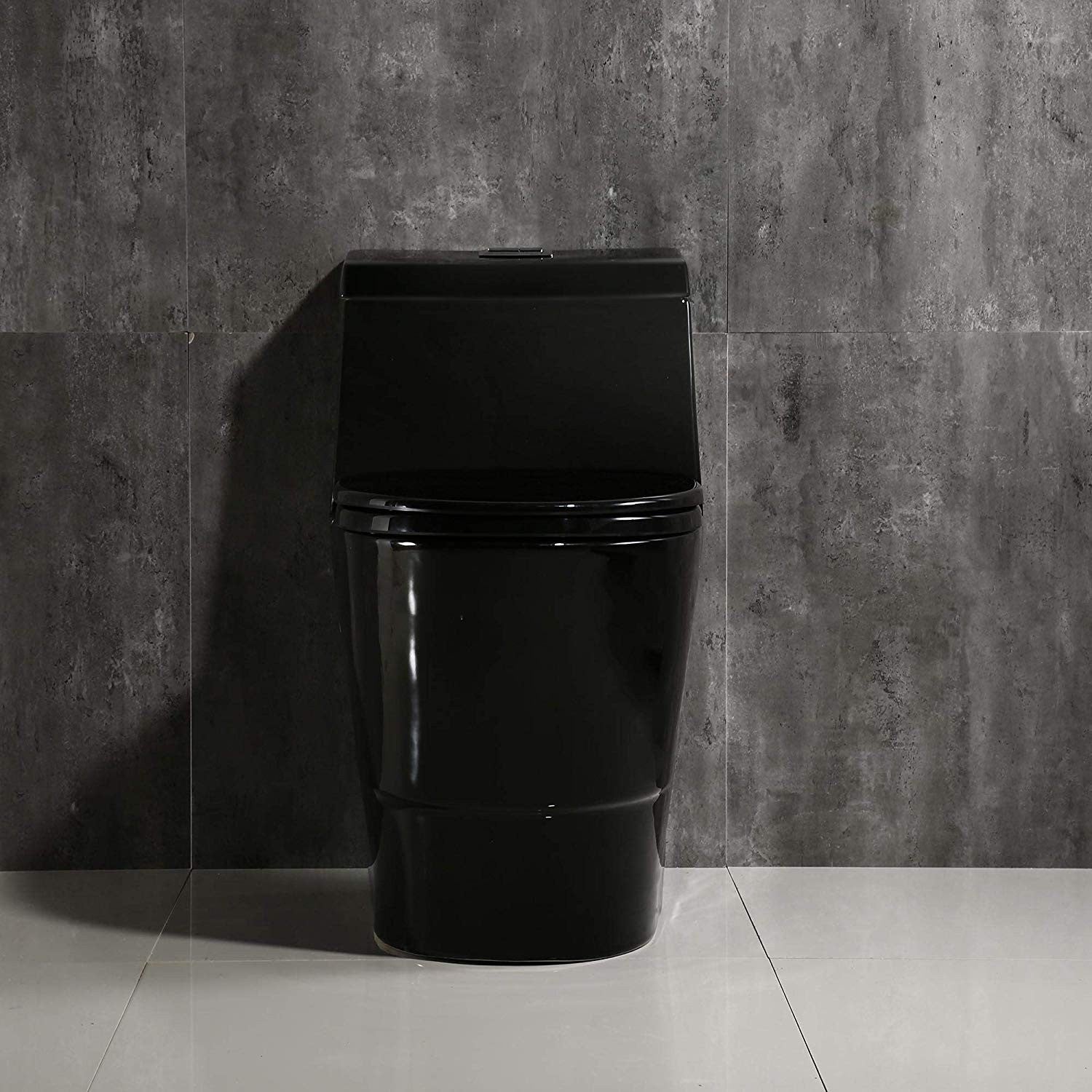 WOODBRIDGEE One Piece Toilet with Soft Closing Seat, Chair Height, 1.28 GPF Dual, Water Sensed, 1000 Gram MaP Flushing Score Toilet, Black