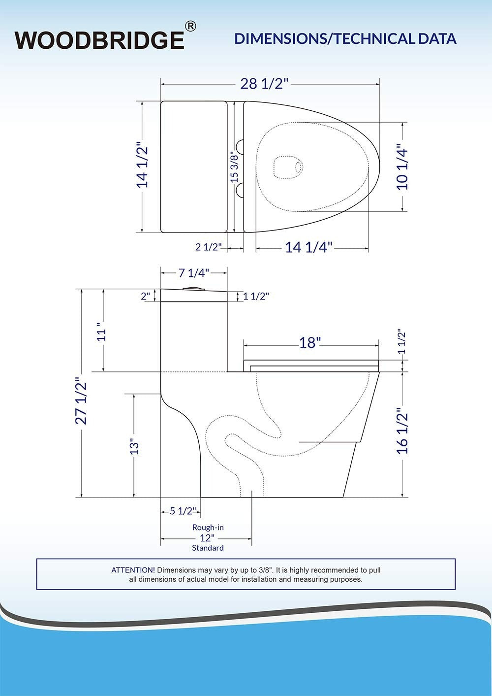 Woodbridge WOODBRIDGEE One Piece Toilet with Soft Closing Seat, Chair Height, 1.28 GPF Dual, Water Sensed, 1000 Gram MaP Flushing Score Toilet, B0941