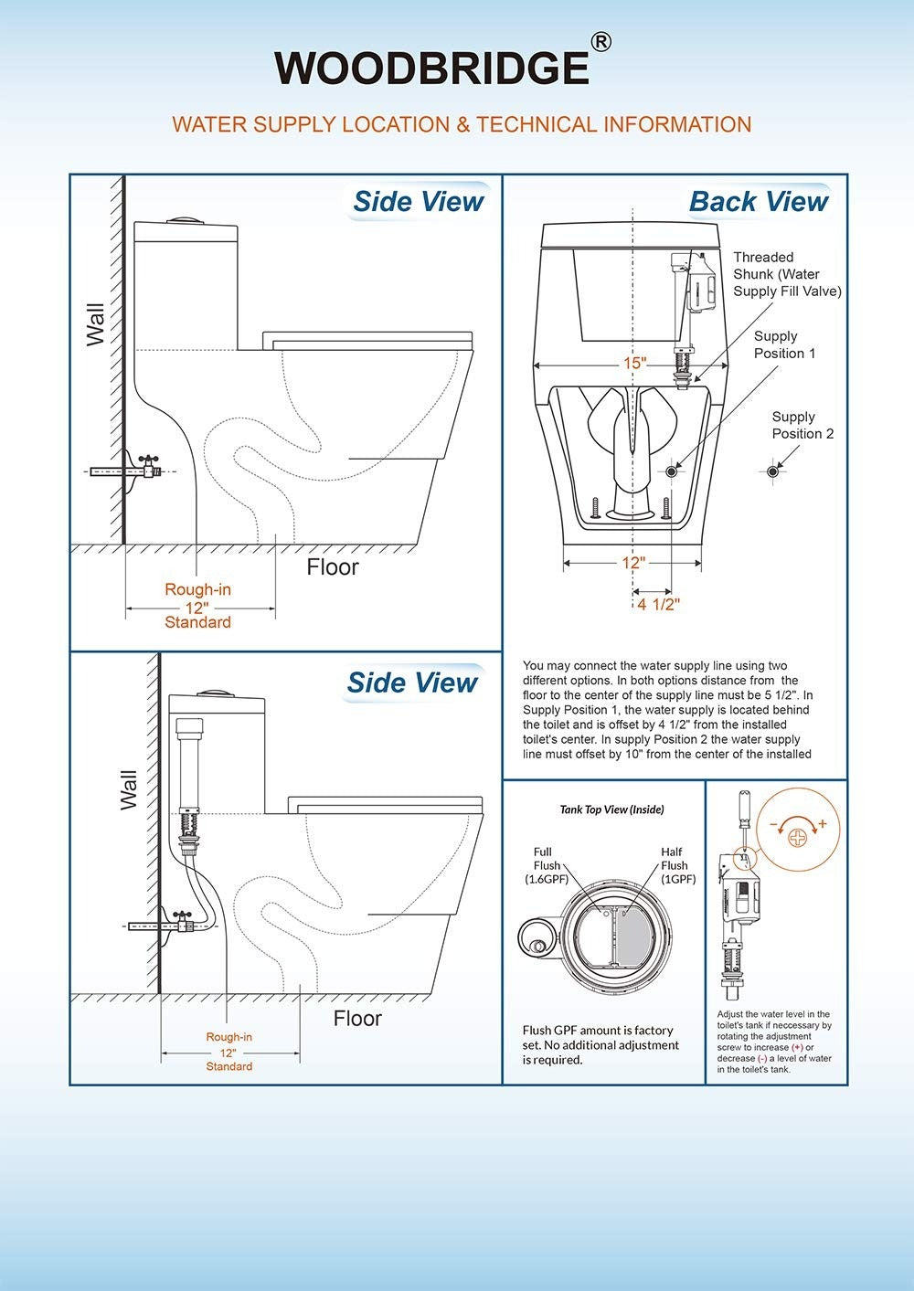 Woodbridge WOODBRIDGEE One Piece Toilet with Soft Closing Seat, Chair Height, 1.28 GPF Dual, Water Sensed, 1000 Gram MaP Flushing Score Toilet, B0941