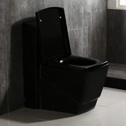 WOODBRIDGE Modern Square Design One Piece Dual Flush 1.28 GP Toilet, Chair Height with Soft Closing Seat, B0921, Black