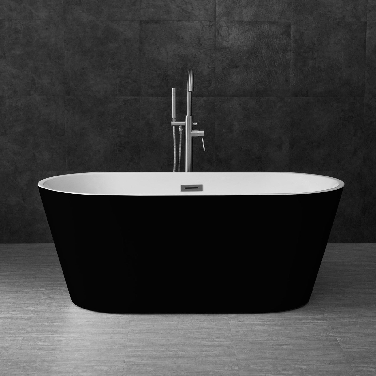 WOODBRIDGE 59" Acrylic Freestanding Bathtub Contemporary Soaking Tub with Drain & Overflow, B1814