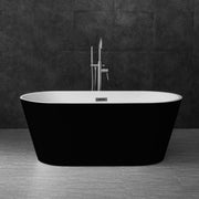 WOODBRIDGE 59" Acrylic Freestanding Bathtub Contemporary Soaking Tub with Drain & Overflow, B1814