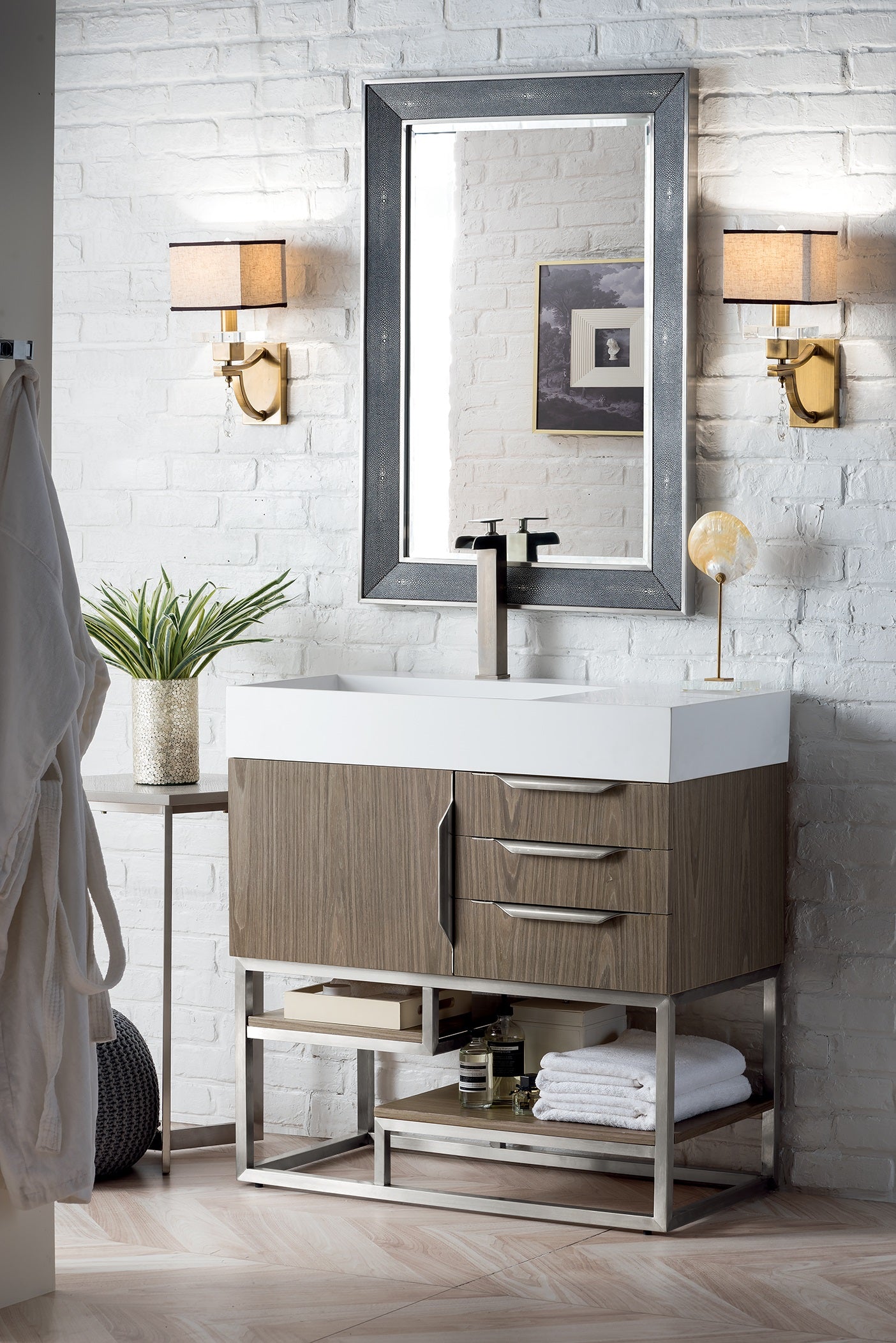 James Martin Columbia 36" Freestanding Single Vanity with Mineral Composite Stone Countertop