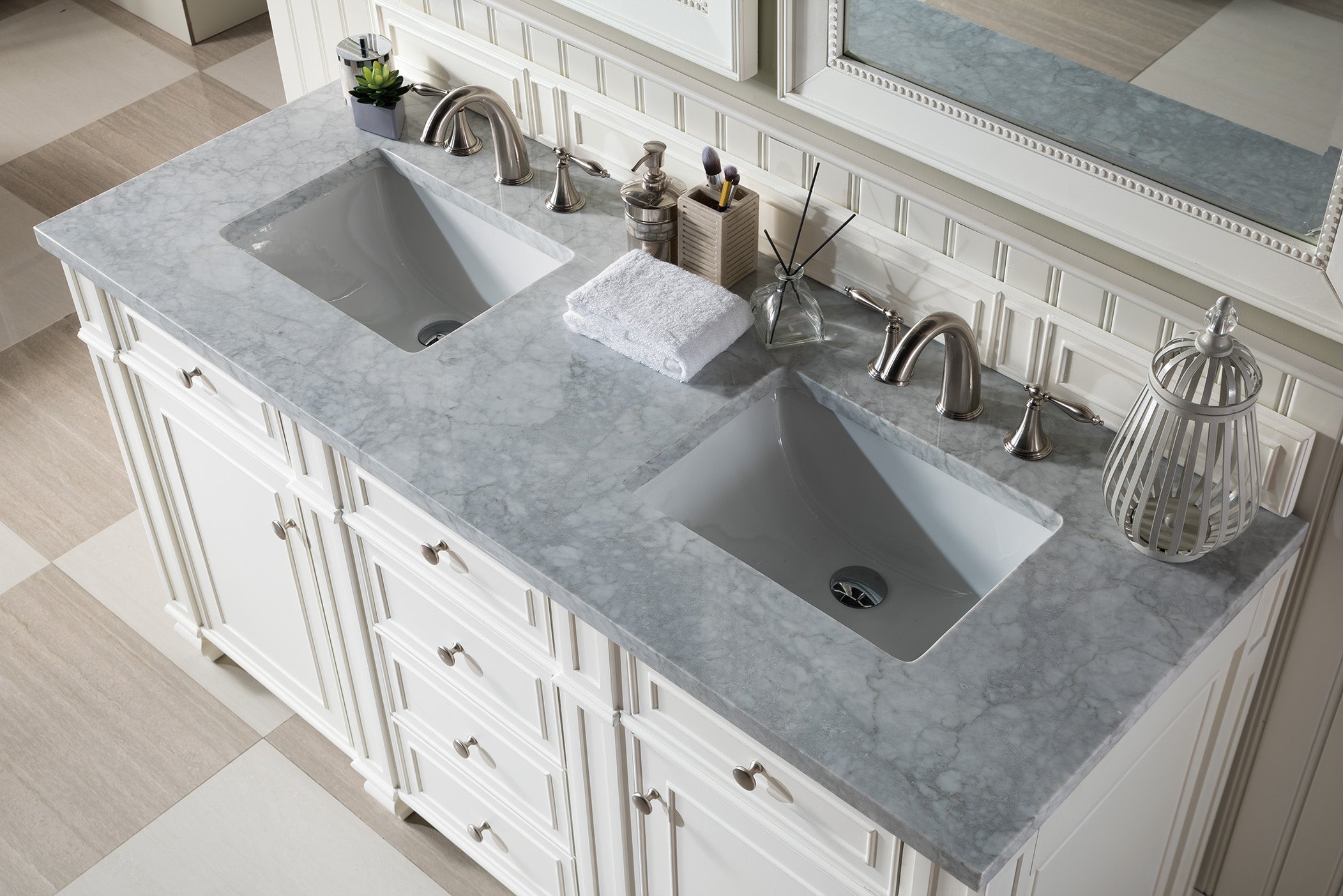 James Martin Bristol 60" Double Vanity in Bright White with 3cm Countertop