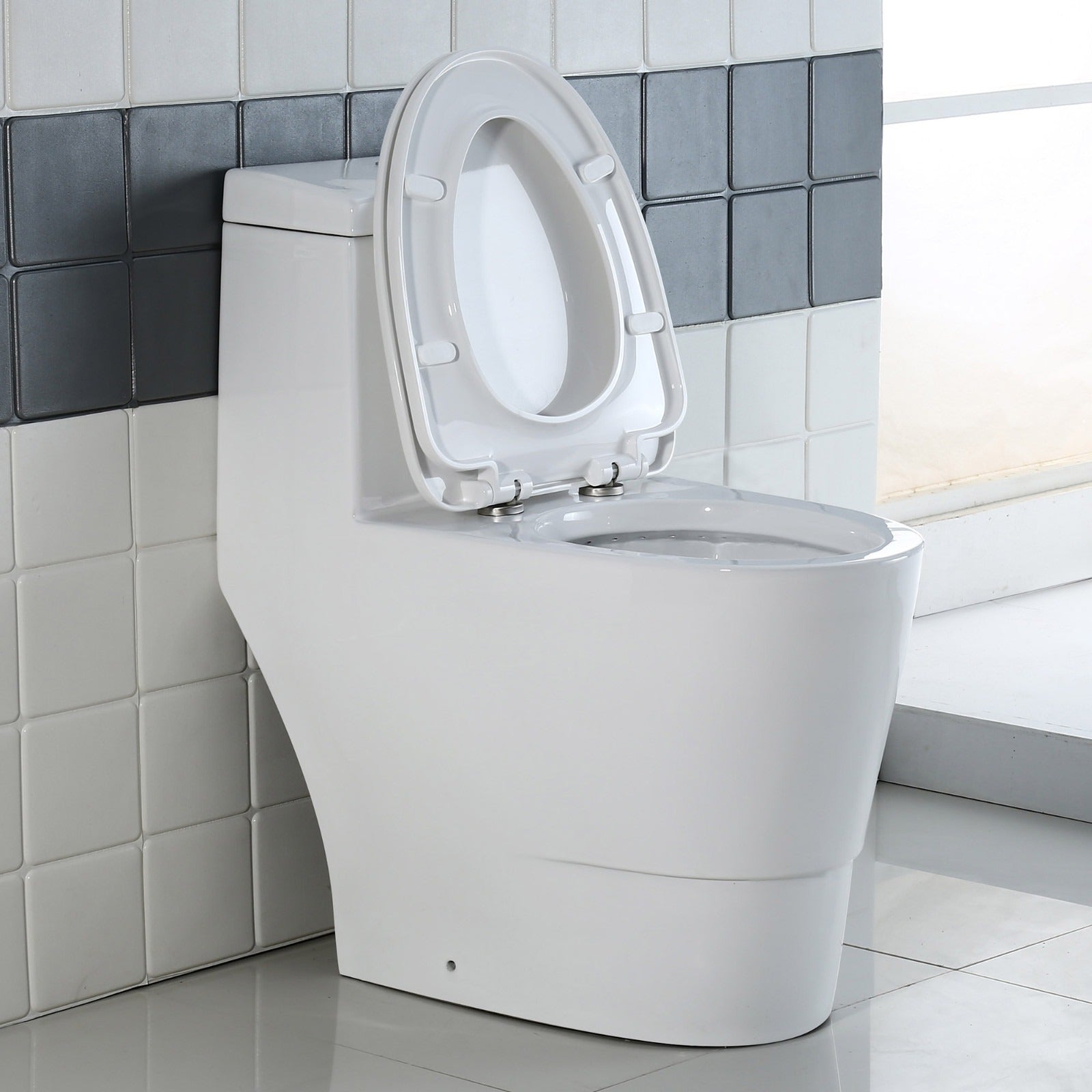 WOODBRIDGE One Piece Dual Flush 1.0/1.6 Gpf,with Soft Closing Seat, White, Elongated Toilet, B0910/T-0035, Convenient 20" Seating Height