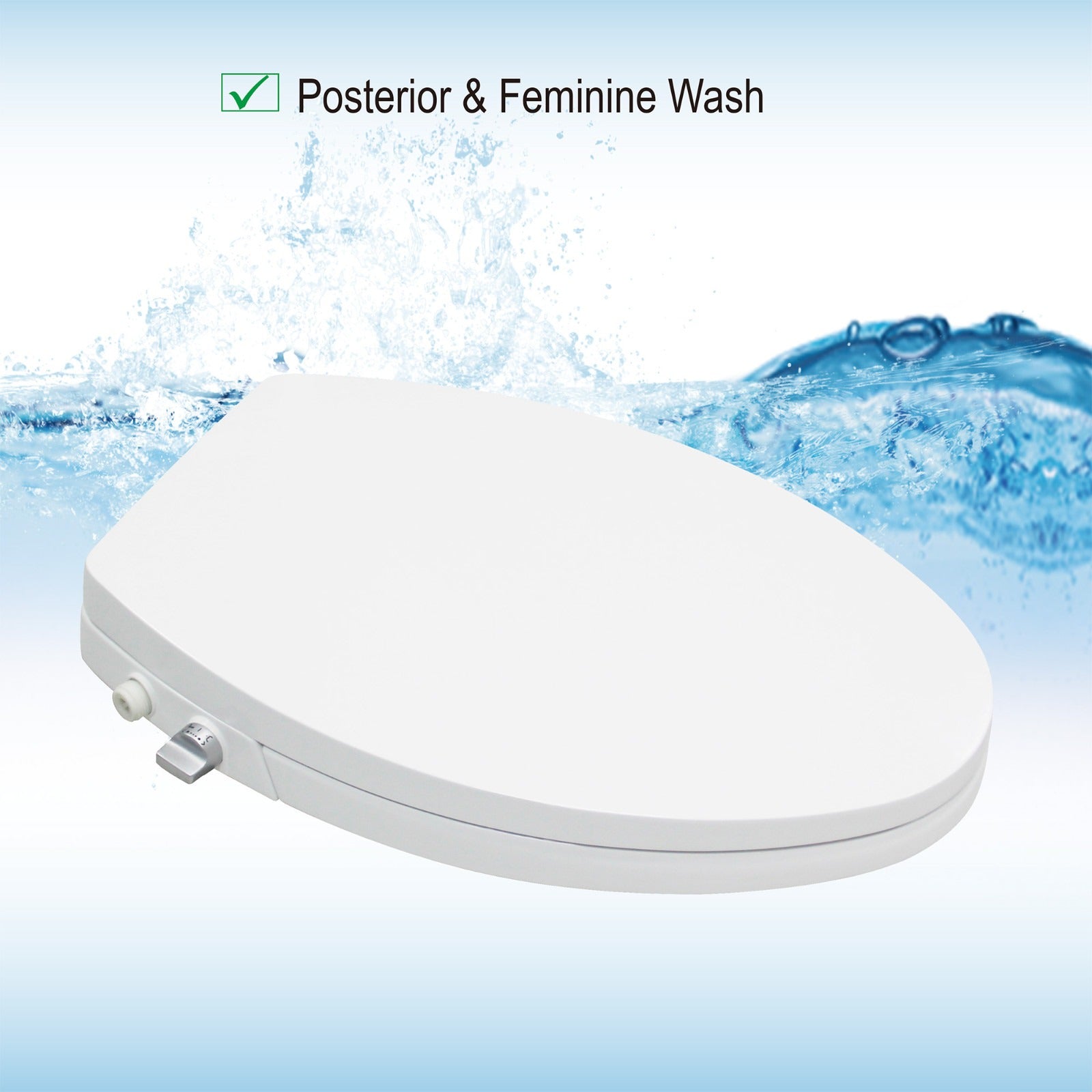 WOODBRIDGE Elongated No Electricity Toilet Seat with Metal T Adapter , Adjustable Water Pressure Spray (BID-21 )