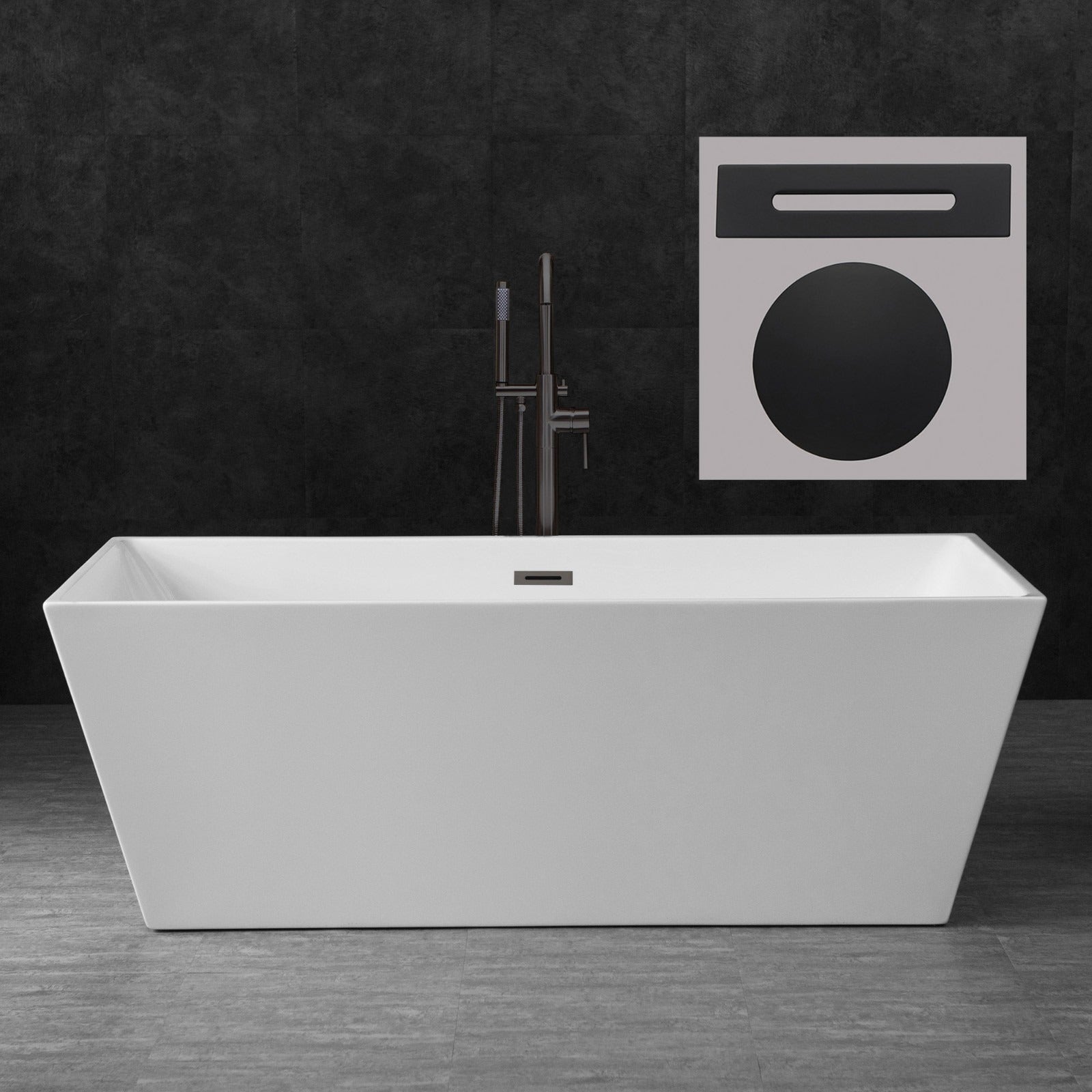 WOODBRIDGE 67" Acrylic Freestanding Bathtub Contemporary Soaking Tub with Drain & Overflow, B0003