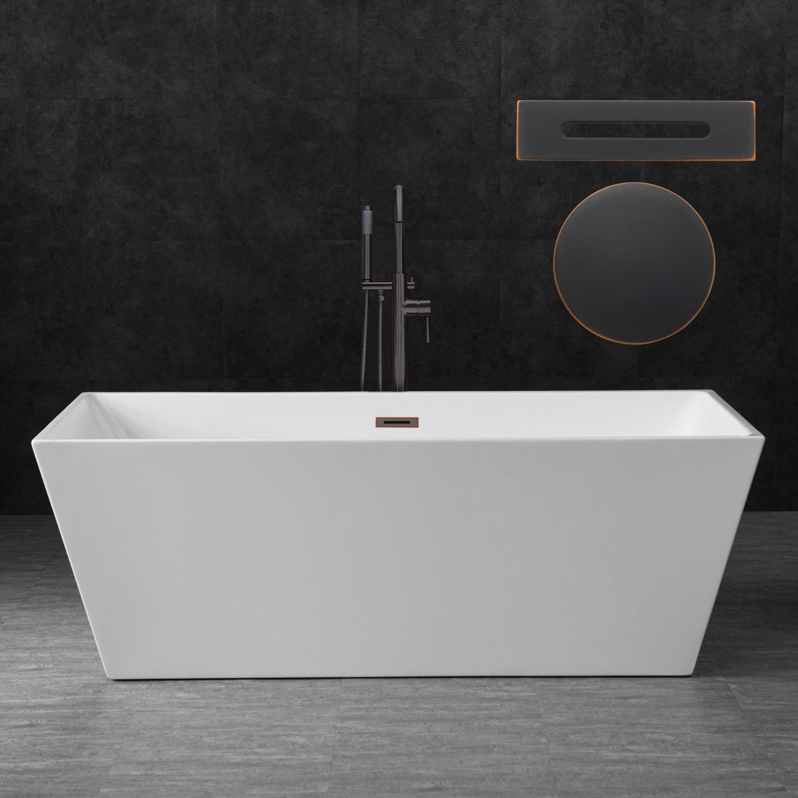 WOODBRIDGE 67" Acrylic Freestanding Bathtub Contemporary Soaking Tub with Drain & Overflow, B0003