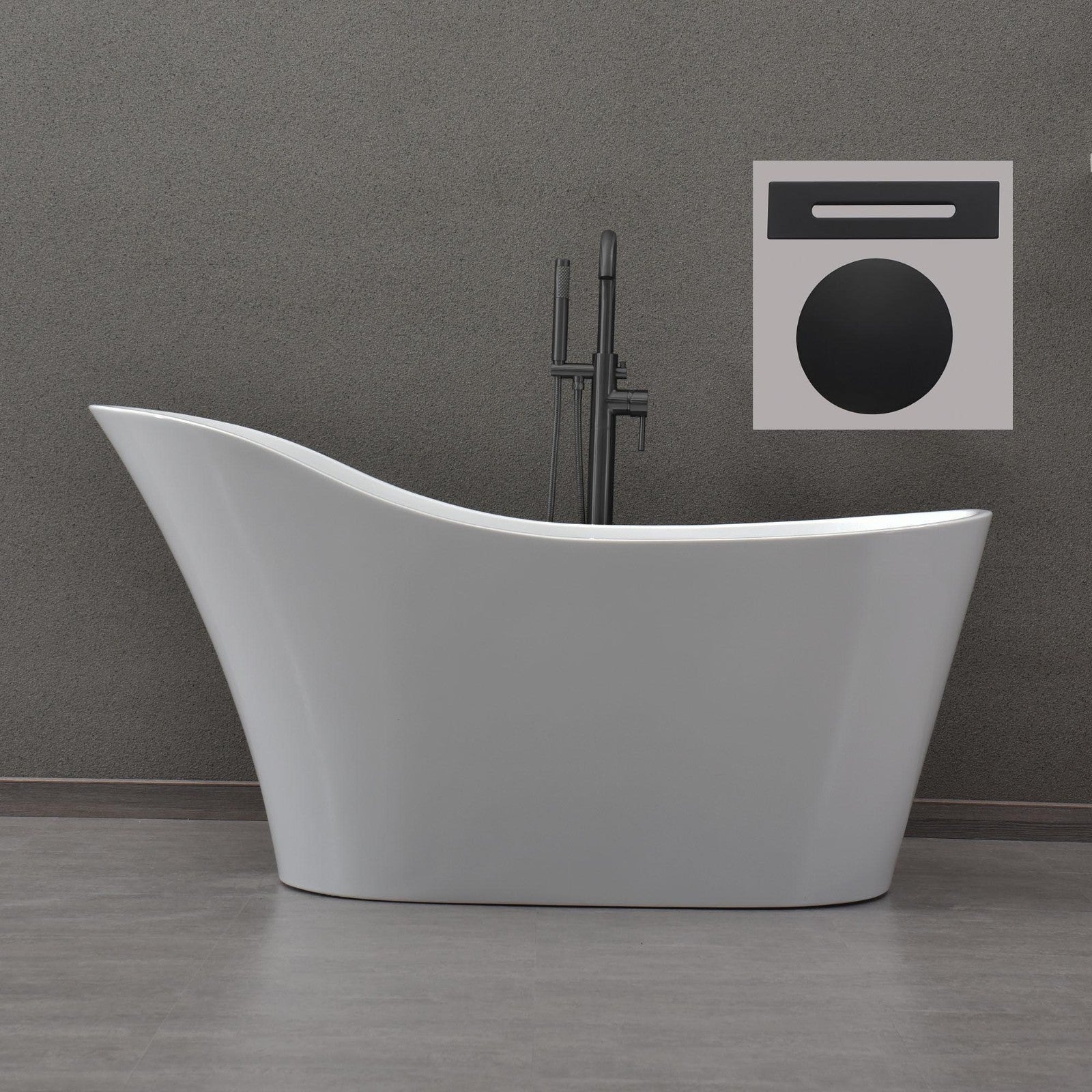 WOODBRIDGE 59" Acrylic Freestanding Bathtub Contemporary Soaking Tub