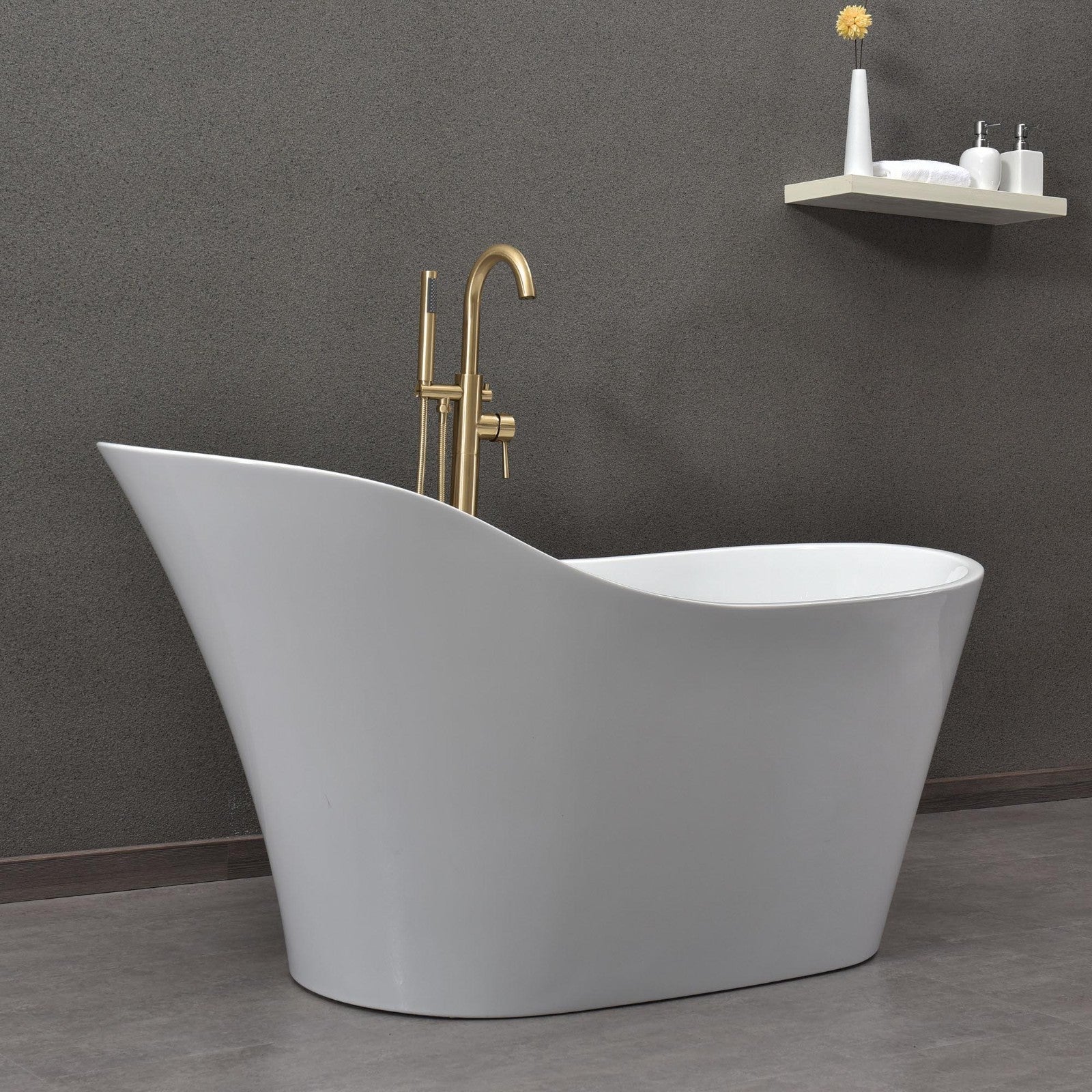 WOODBRIDGE 59" Acrylic Freestanding Bathtub Contemporary Soaking Tub