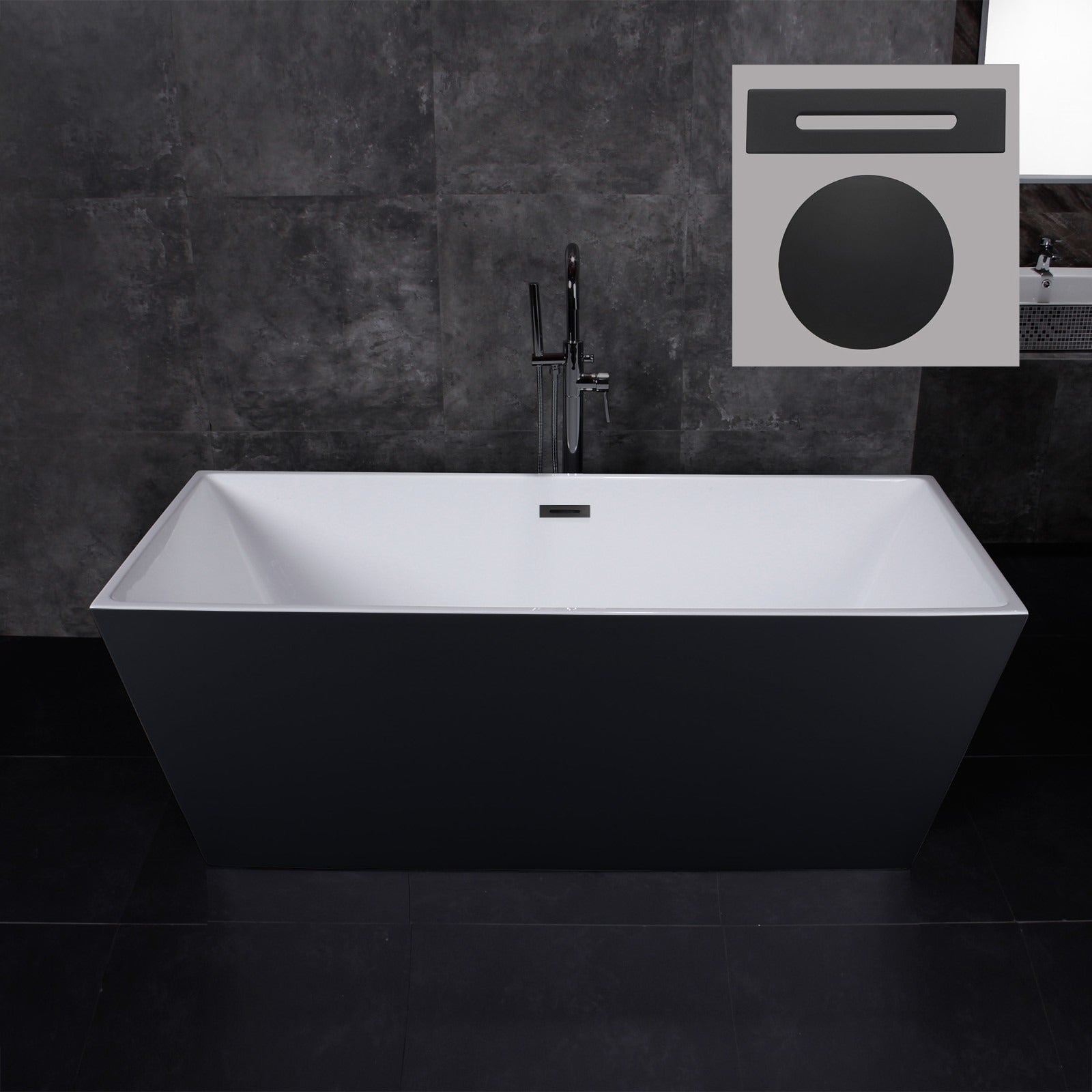 WOODBRIDGE 67" Acrylic Freestanding Bathtub Contemporary Soaking Tub with Drain & Overflow, B1812
