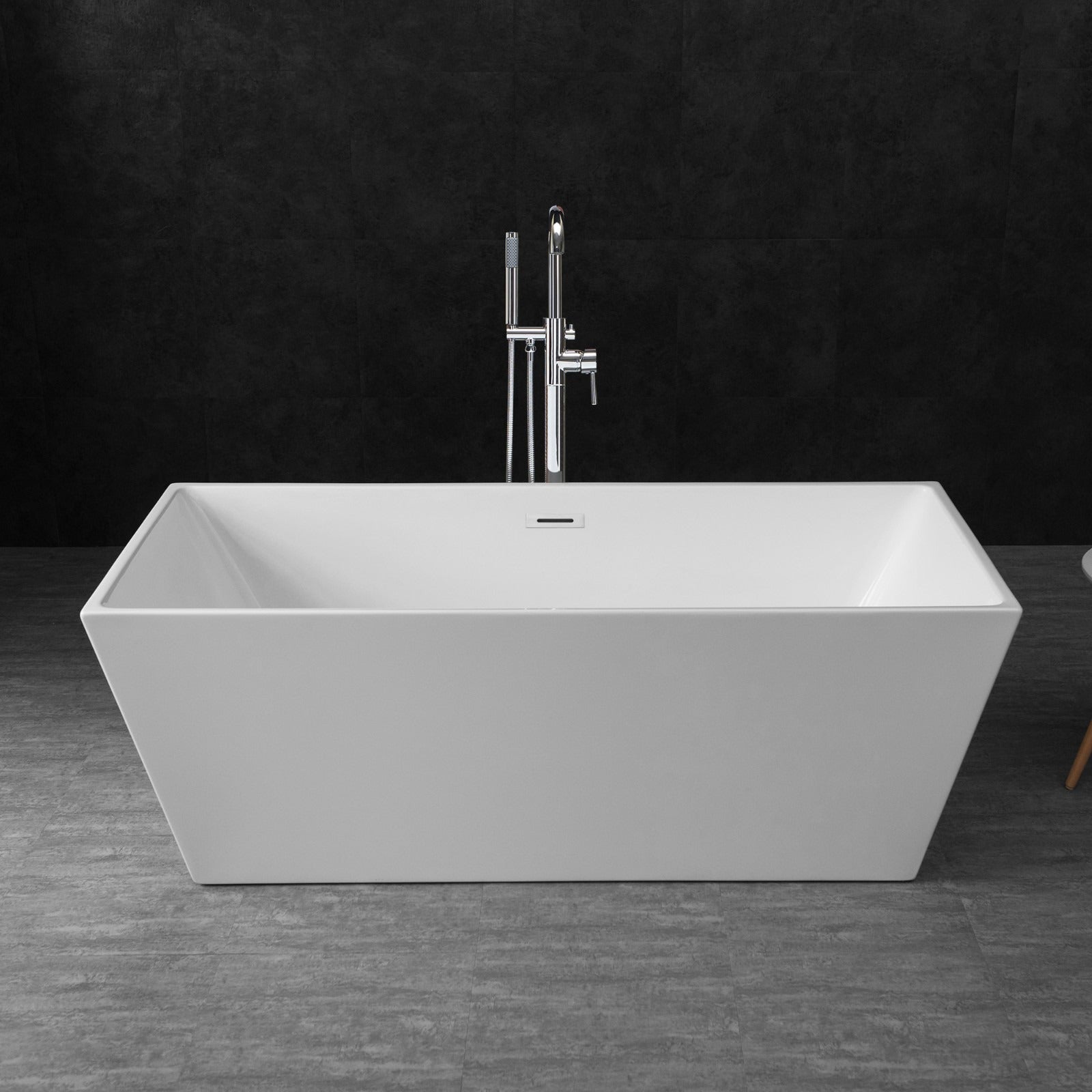 WOODBRIDGE 67" Acrylic Freestanding Bathtub Contemporary Soaking Tub with Drain & Overflow, B0003